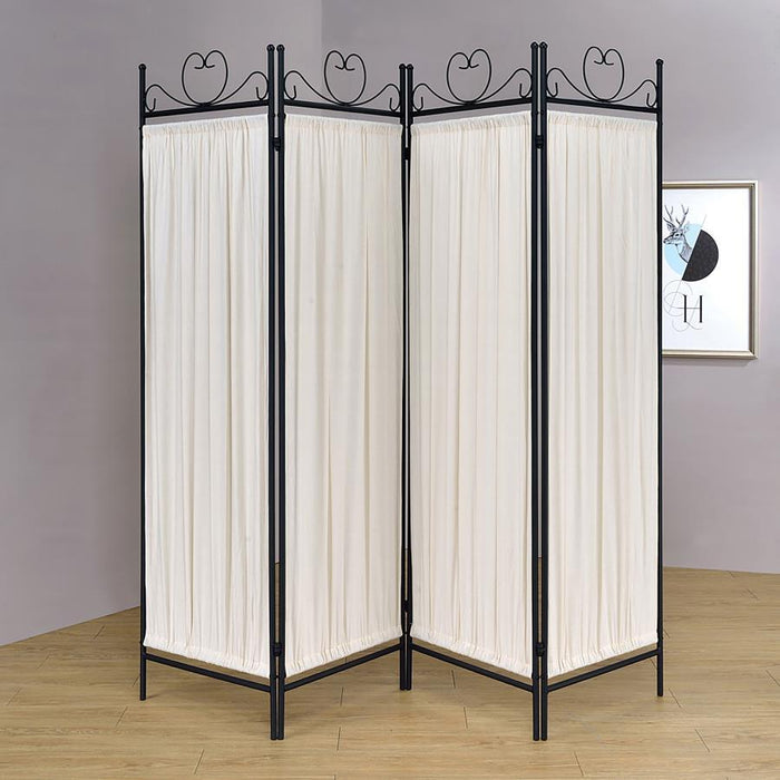 Dove - 4-Panel Folding Screen - Beige And Black - Simple Home Plus