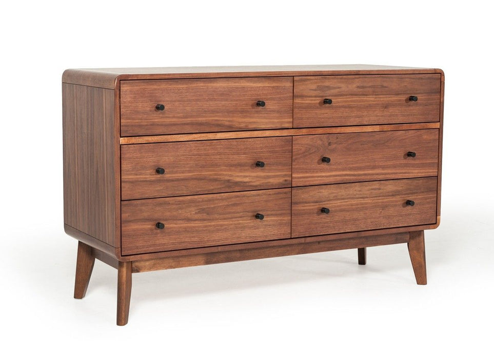 Six Drawer Double Dresser Solid Wood - Walnut