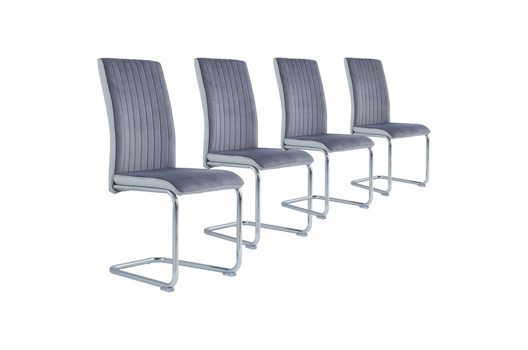 Dining Chairs (Set of 4) - Two Tone Gray / Chrome