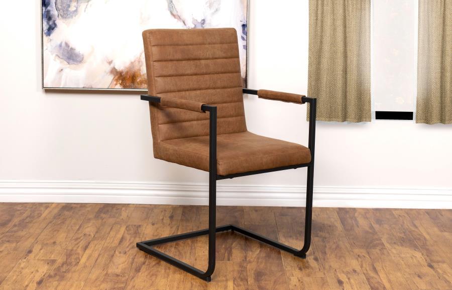 Nate - Upholstered Dining Arm Chair (Set of 2) - Antique Brown And Black - Simple Home Plus