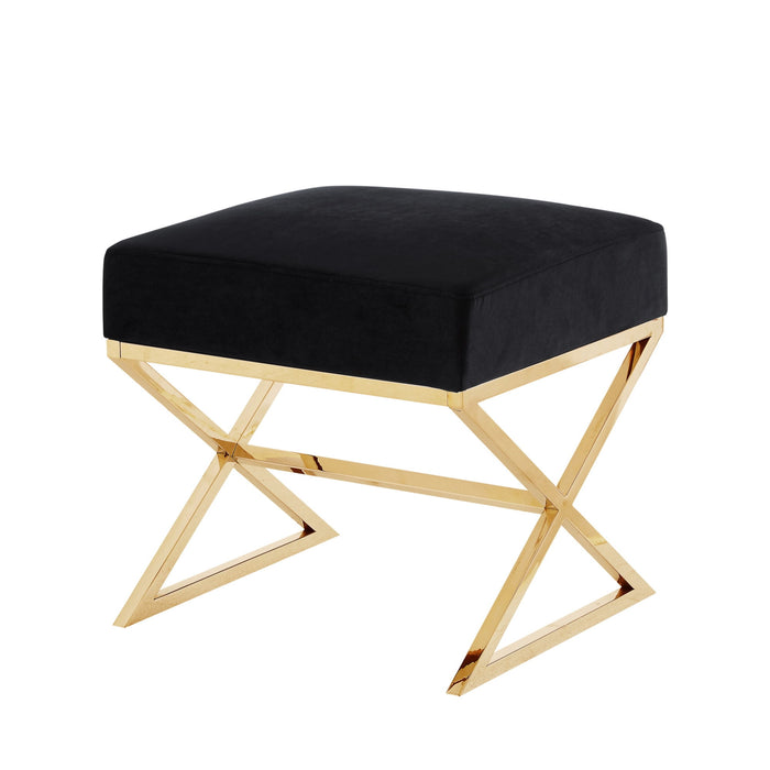 Velvet Ottoman - Gold / Black