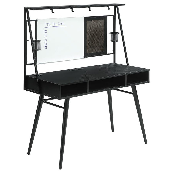 Jessie - Writing Desk With USB Ports - Black And Gunmetal - Simple Home Plus