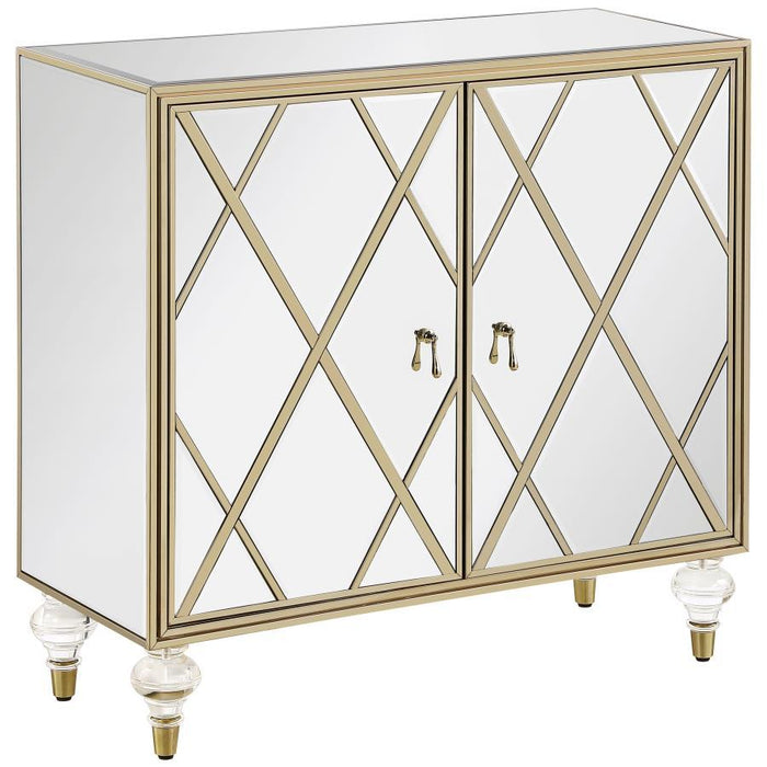 Astilbe - 2-Door Accent Cabinet - Mirror And Champagne - Simple Home Plus