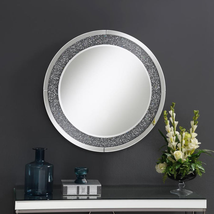 Lixue - Round Wall Mirror With LED Lighting - Silver - Simple Home Plus