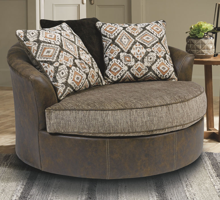 Abalone - Chocolate - Oversized Swivel Accent Chair - Simple Home Plus