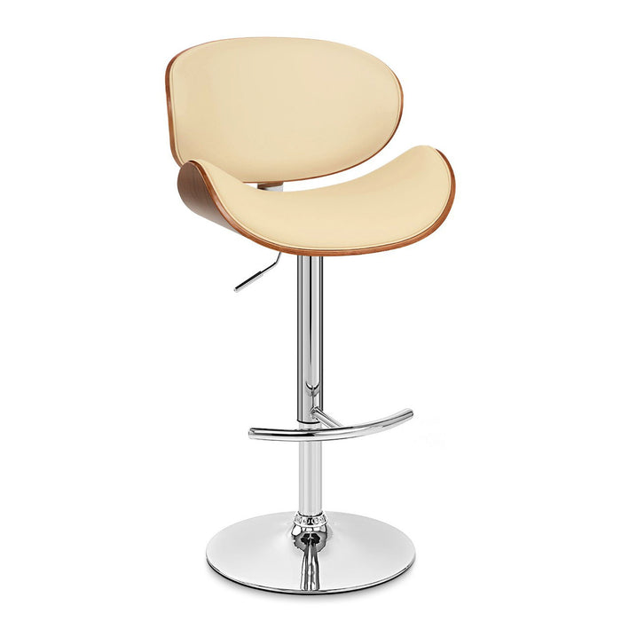 Swivel Low Back Adjustable Height Bar Chair - Cream / Silver