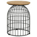 Bernardo - Round Accent Table With Bird Cage Base - Natural And Gunmetal - Simple Home Plus