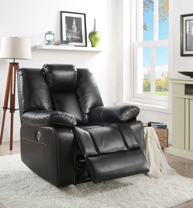 Leather-Aire Upholstery Recliner (Power Motion) - Black