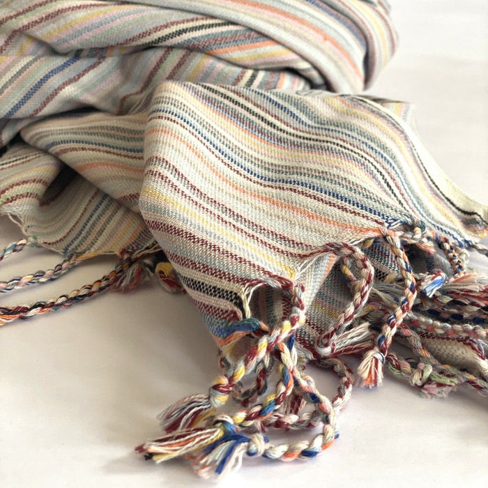 Colored Striped Design Turkish Beach Blanket - Multi