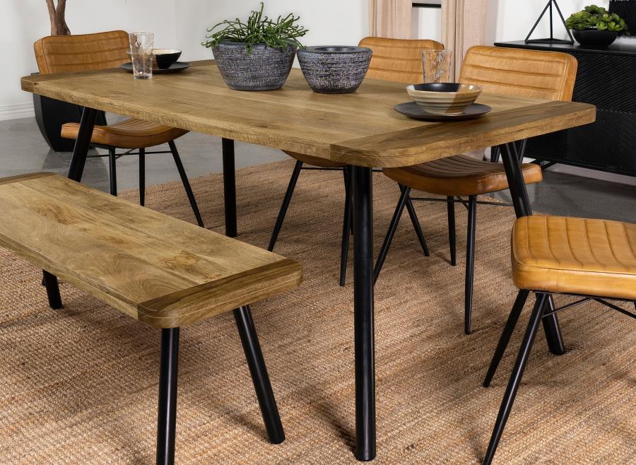 Maverick - Rectangular Tapered Legs Dining Table - Natural Mango And Black - Simple Home Plus