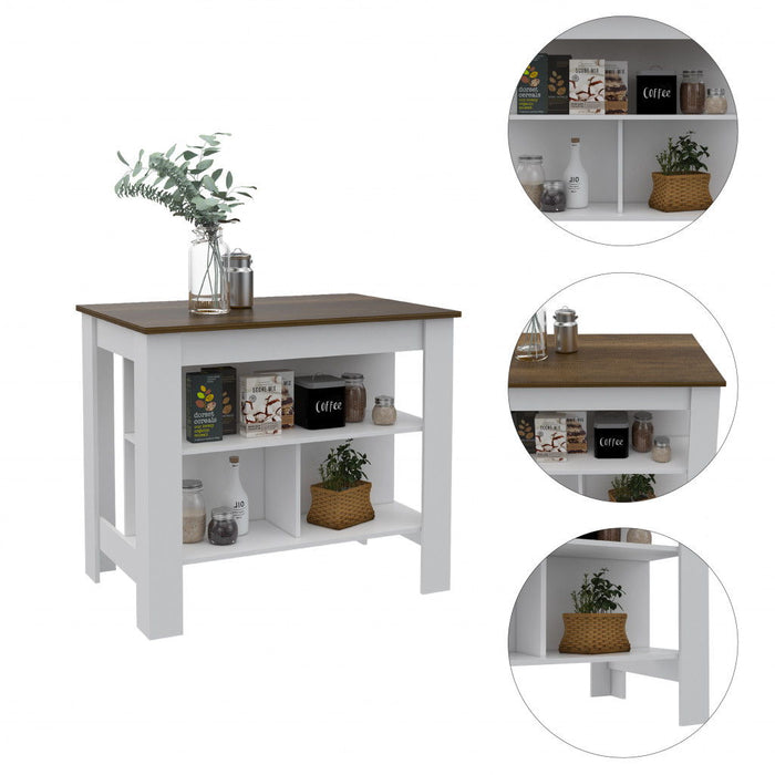 Modern Kitchen Island - White / Caramel