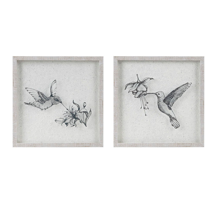 Humming Birds - 2 Piece Framed Graphics Wall Art Set - Neutral