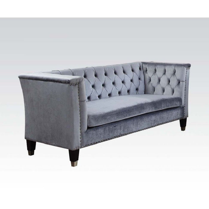 Velvet Loveseat - Blue Gray / Black