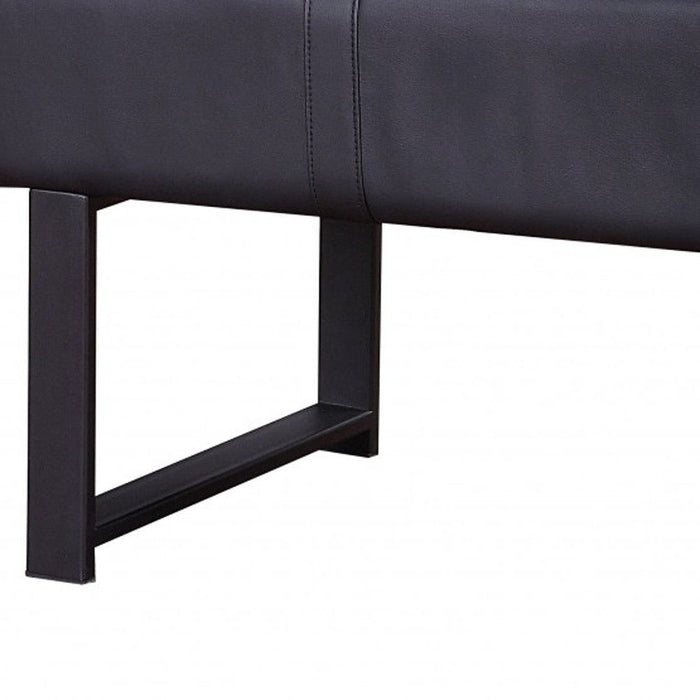 Upholstered Faux Leather Bench - Black