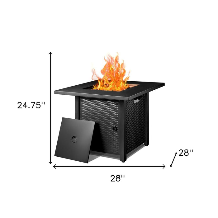 Stainless Steel Propane Square Fire Pit Table - Black