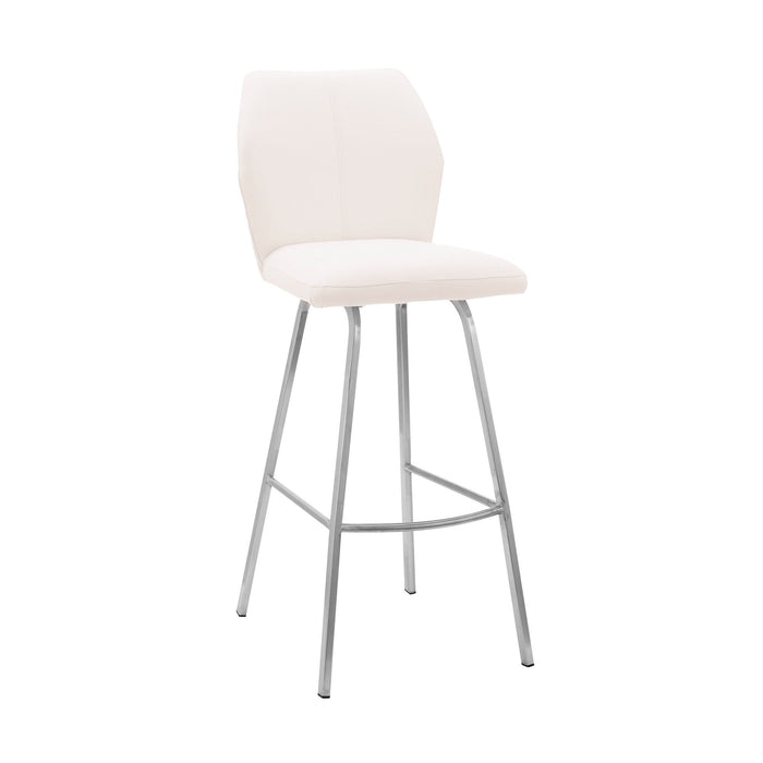 Counter Height Bar Chair - White / Silver