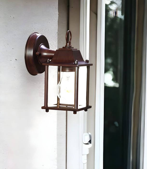 Hanging Glass Lantern Wall Light - Dark Brown