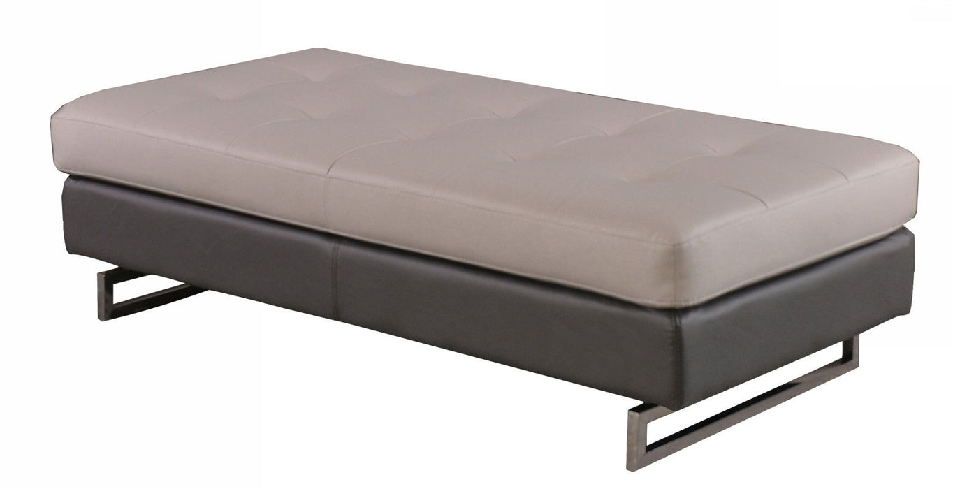 Faux Leather Ottoman - Taupe / Silver