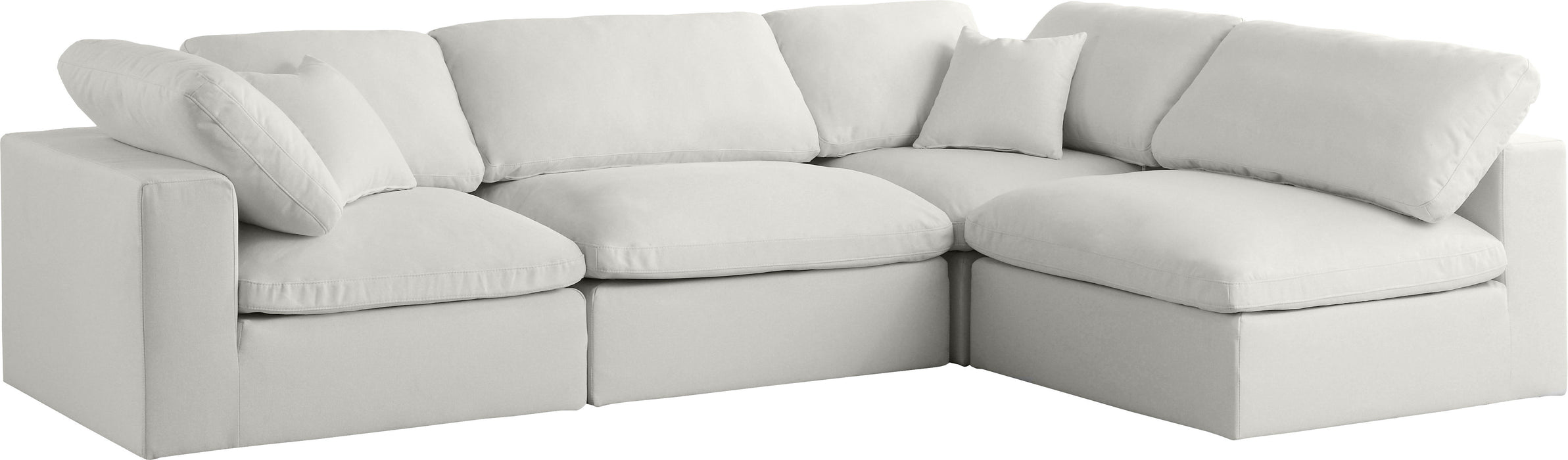 Plush - Velvet Standart Comfort Modular Sectional 4 Piece - Cream