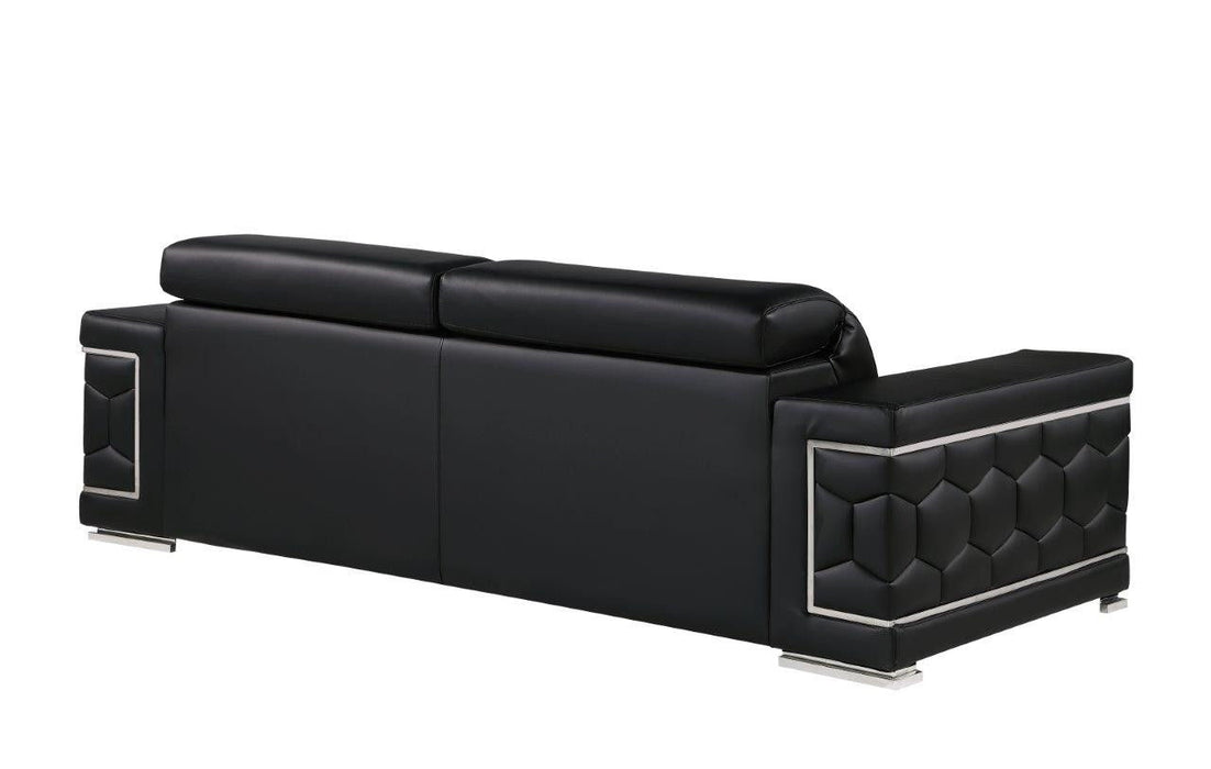 Silver Legs Sofa Leather - Black