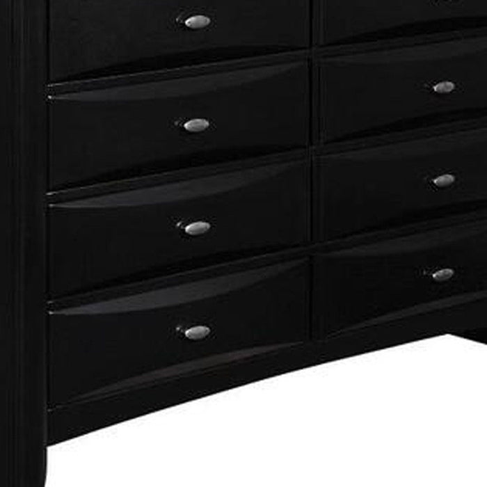 Solid Wood Eight Drawer Double Dresser - Black