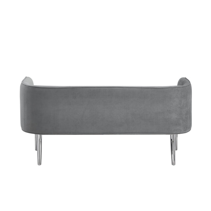 Upholstered Velvet Bench - Silver / Gray