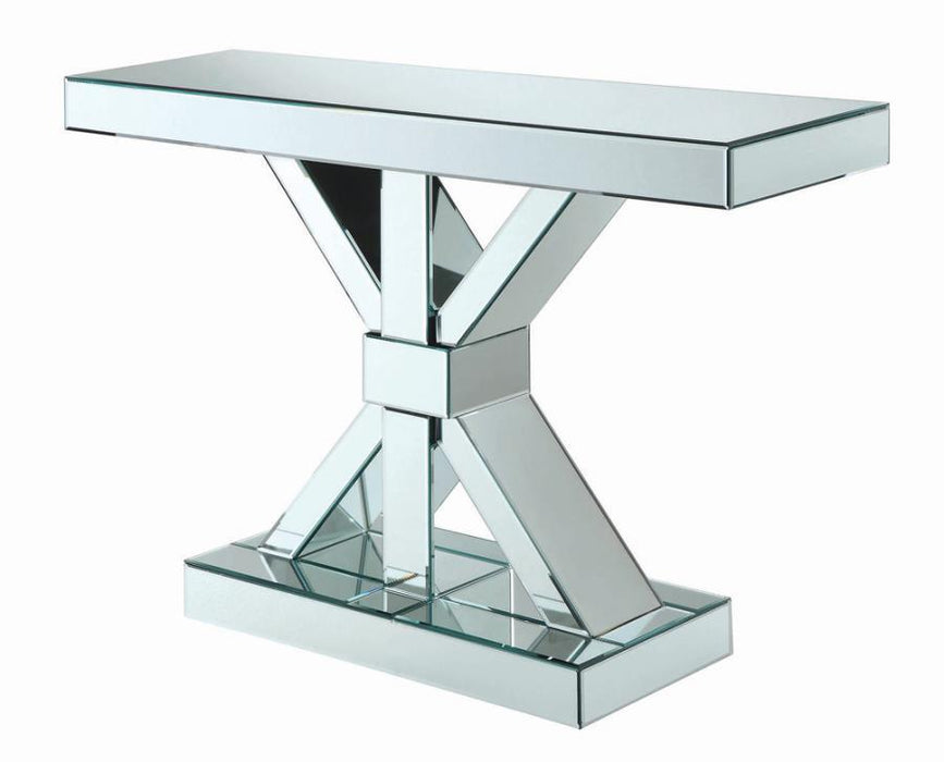 Lurlynn - X-Shaped Base Console Table - Clear Mirror - Simple Home Plus