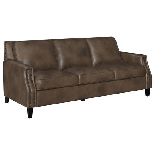 Leaton - Upholstered Recessed Arms Sofa - Brown Sugar - Simple Home Plus