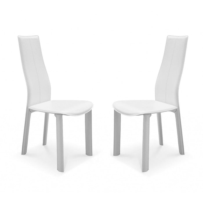 Upholstered Faux Leather Dining Side Chairs (Set of 4) - White