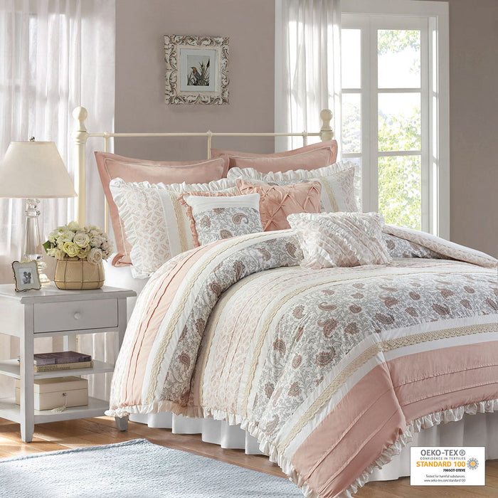 Dawn - King 9 Piece Comforter Set - Blush