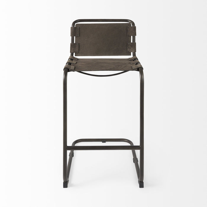 Leather And Iron Bar Chair - Brown