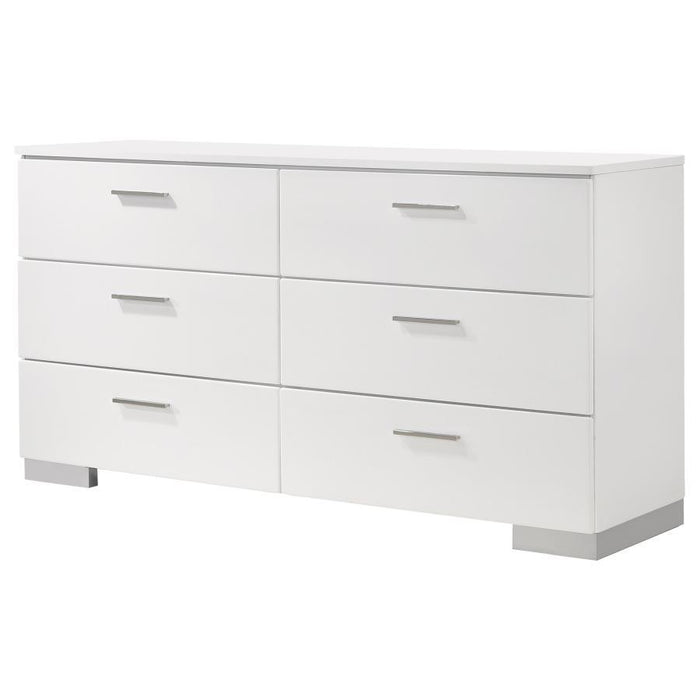 Felicity - 6-Drawer Dresser - Glossy White - Simple Home Plus