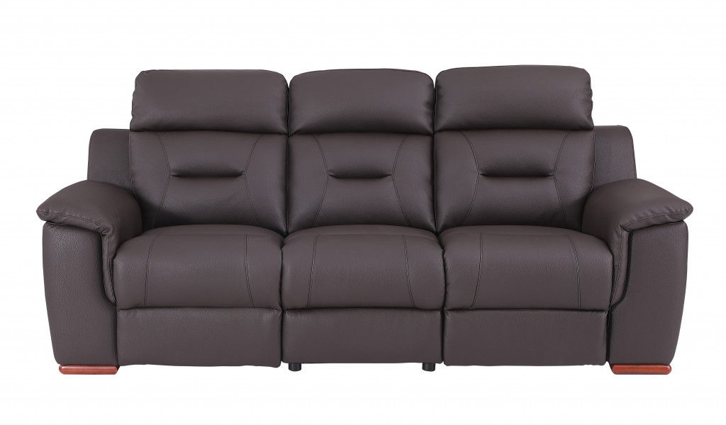 Three Piece Indoor Genuine Leather Five Person Seating Set - Brown