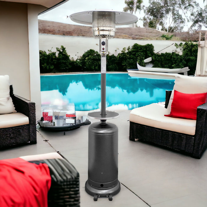 48000 Btu Steel Propane, Cylindrical Pole Standing Patio Heater - Silver