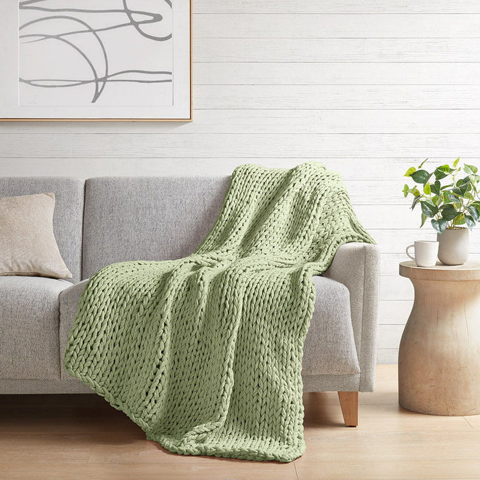 Chunky Double Knit - Handmade Throw - Sage Green