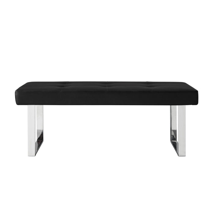 Faux Leather Upholstered Bench - Silver / Black