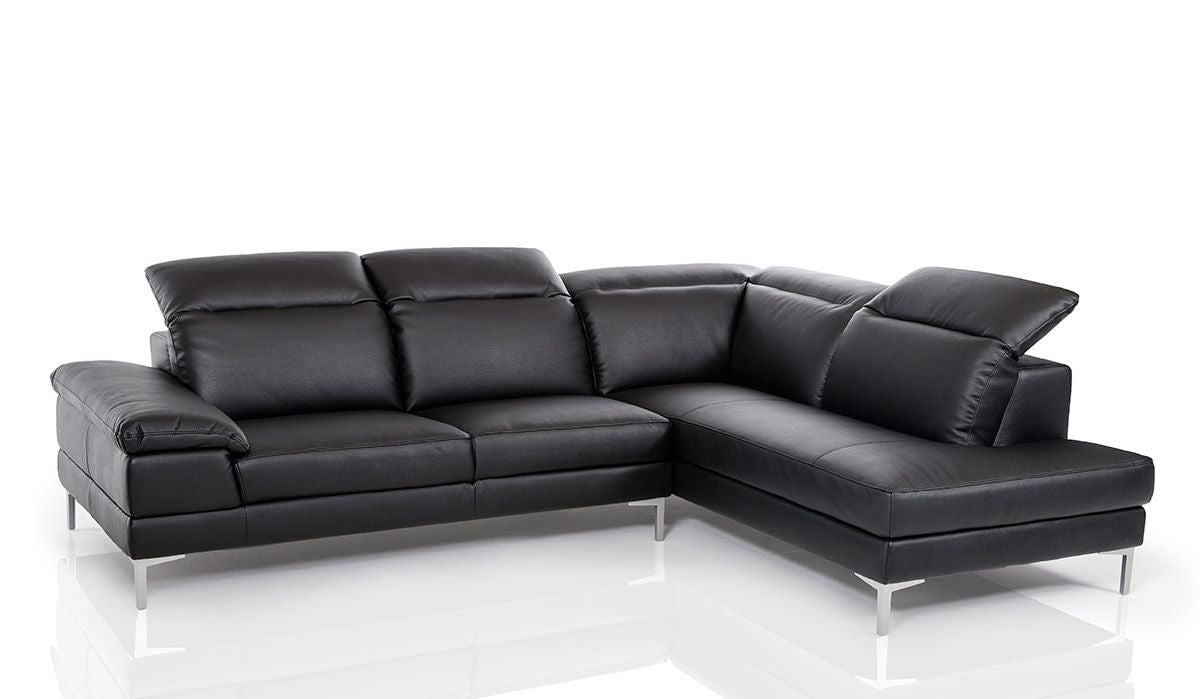 Eco Leather Wood Steel And Foam Sectional Sofa - Black