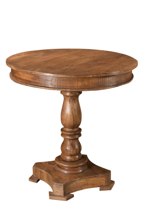 Solid Wood Round Pedestal Bistro Dining Table - Natural Brown