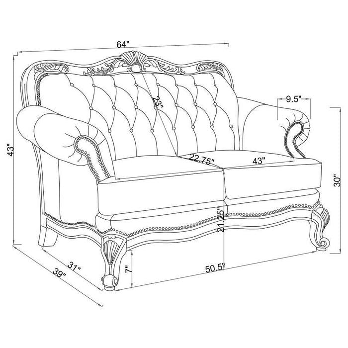 Victoria - Tufted Back Loveseat - Tri-Tone And Brown - Simple Home Plus