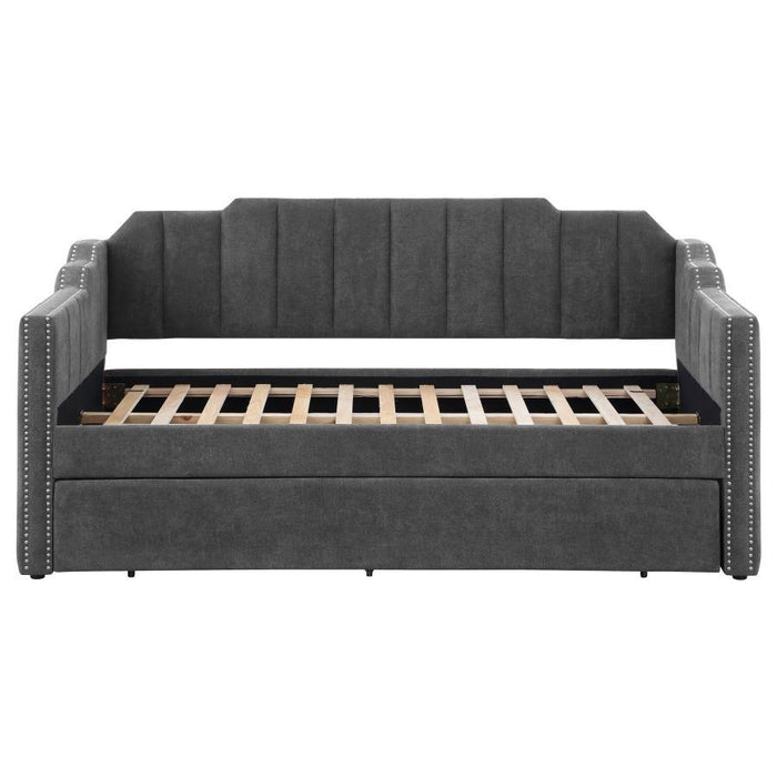 Kingston - Upholstered Twin Daybed With Trundle - Charcoal - Simple Home Plus