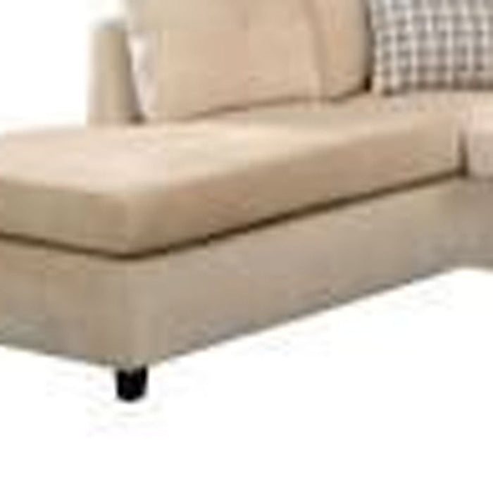 Stationary L Shaped Sofa And Chaise - Beige Velvet