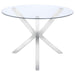 Vance - Glass Top Dining Table With X-Cross Base - Chrome - Simple Home Plus