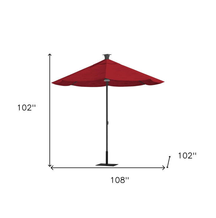 Sunbrella Octagonal Lighted Market Patio Umbrella With Usb And Solar Power - Red