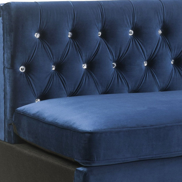 Sofa And Toss Pillows With Silver Legs - Blue