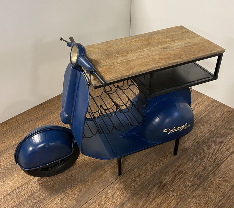 Vintage Blue Scooter Bar Cart - Blue