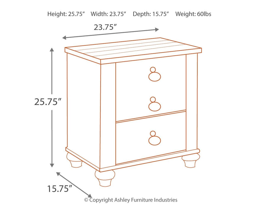 Willowton - Brown / Beige / White - Two Drawer Night Stand - Simple Home Plus