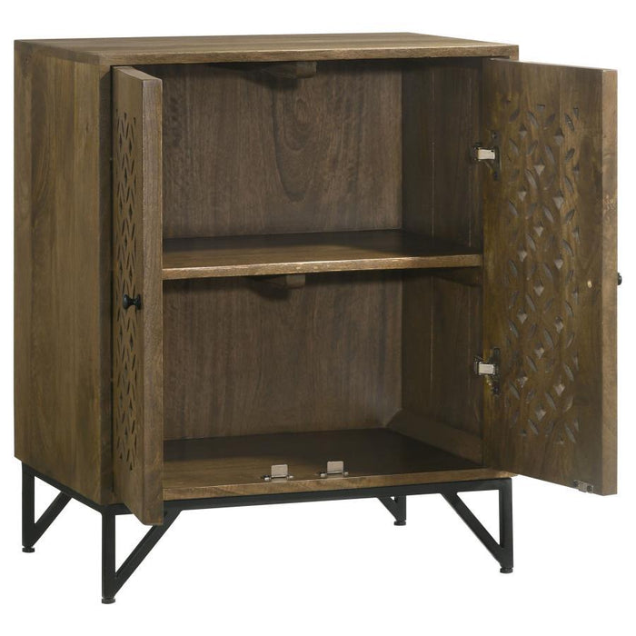 Zaria - 2-Door Wooden Accent Cabinet - Brown - Simple Home Plus