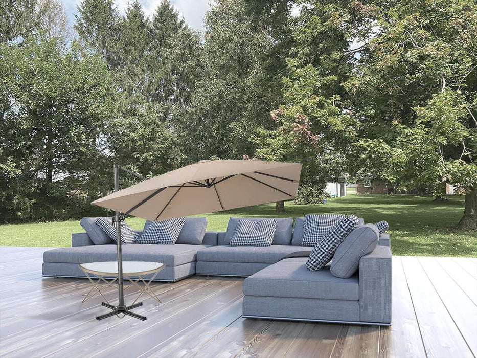 Square Tilt, Cantilever Patio Umbrella With Stand - Tan