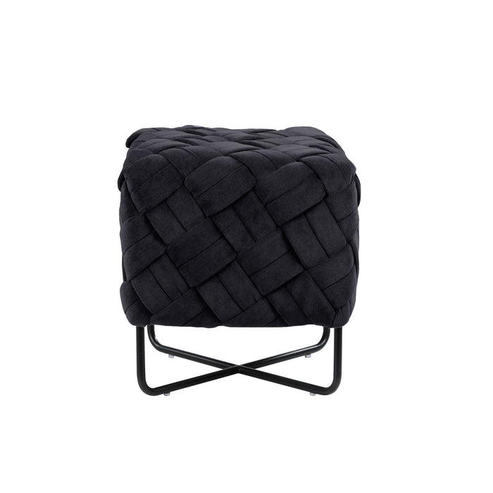 Velvet Cube Ottoman - Black