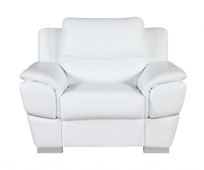 Three Piece Indoor Genuine Leather Six Person Seating Set - White